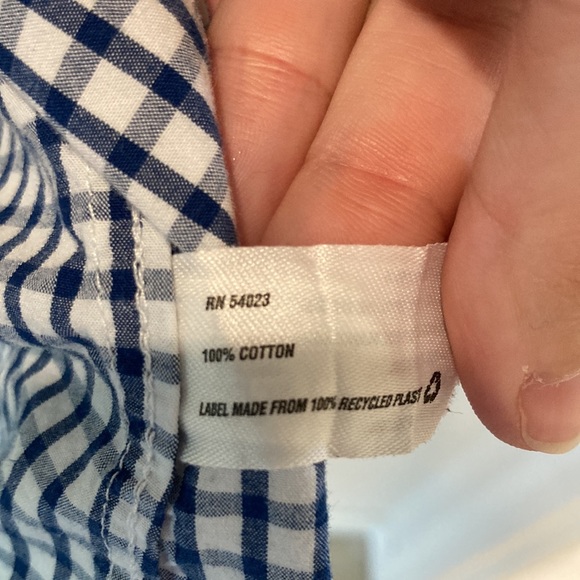 Gap Lived-In Wash Blue Plaid Button Down - Picture 3 of 4